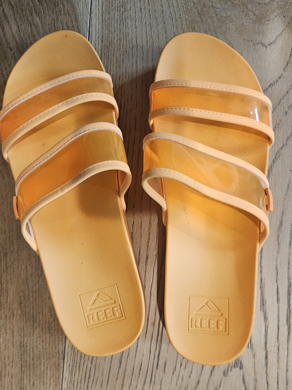 Reef Women's Orange Slide Sandals with Translucent Straps